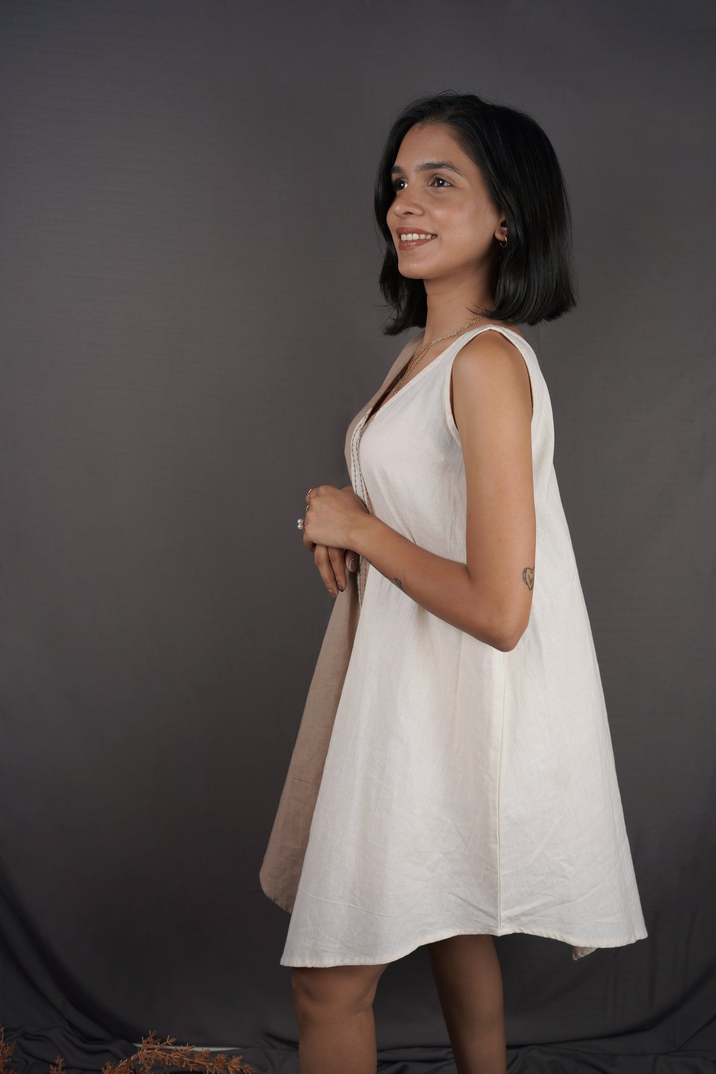 Two toned Ivory and Beige Dress.