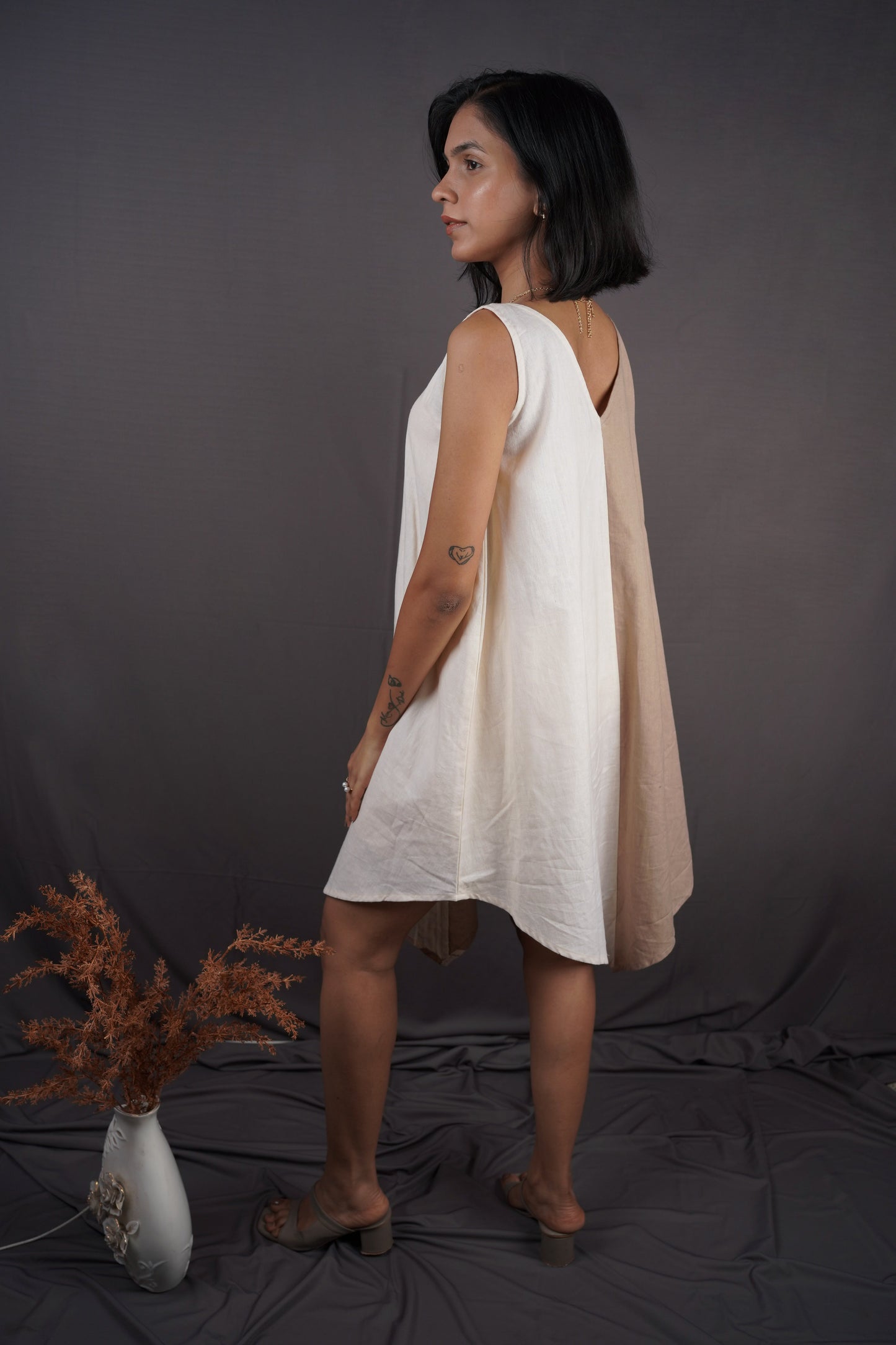 Two toned Ivory and Beige Dress.