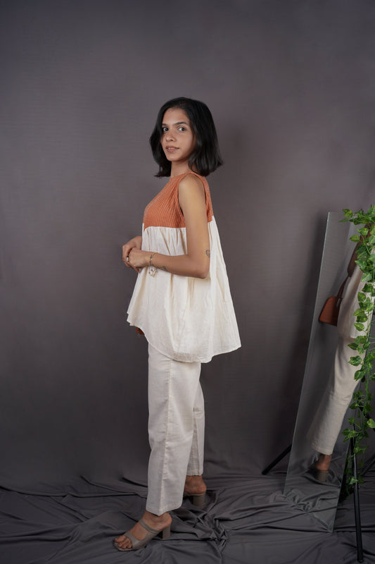 Ivory and Rust two tone co-ord set
