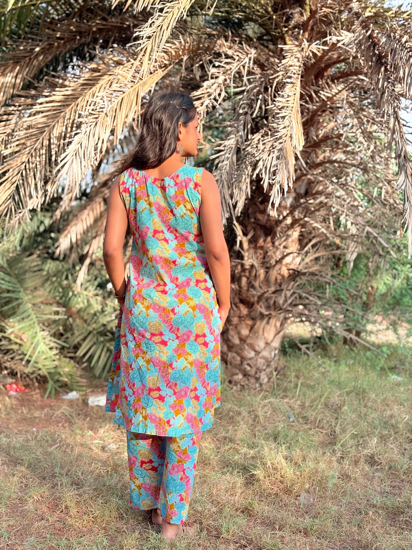 Multicolour Sleeveless Coord Set