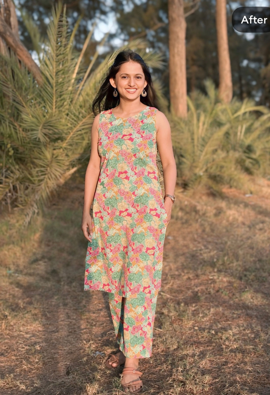Multicolour Sleeveless Coord Set