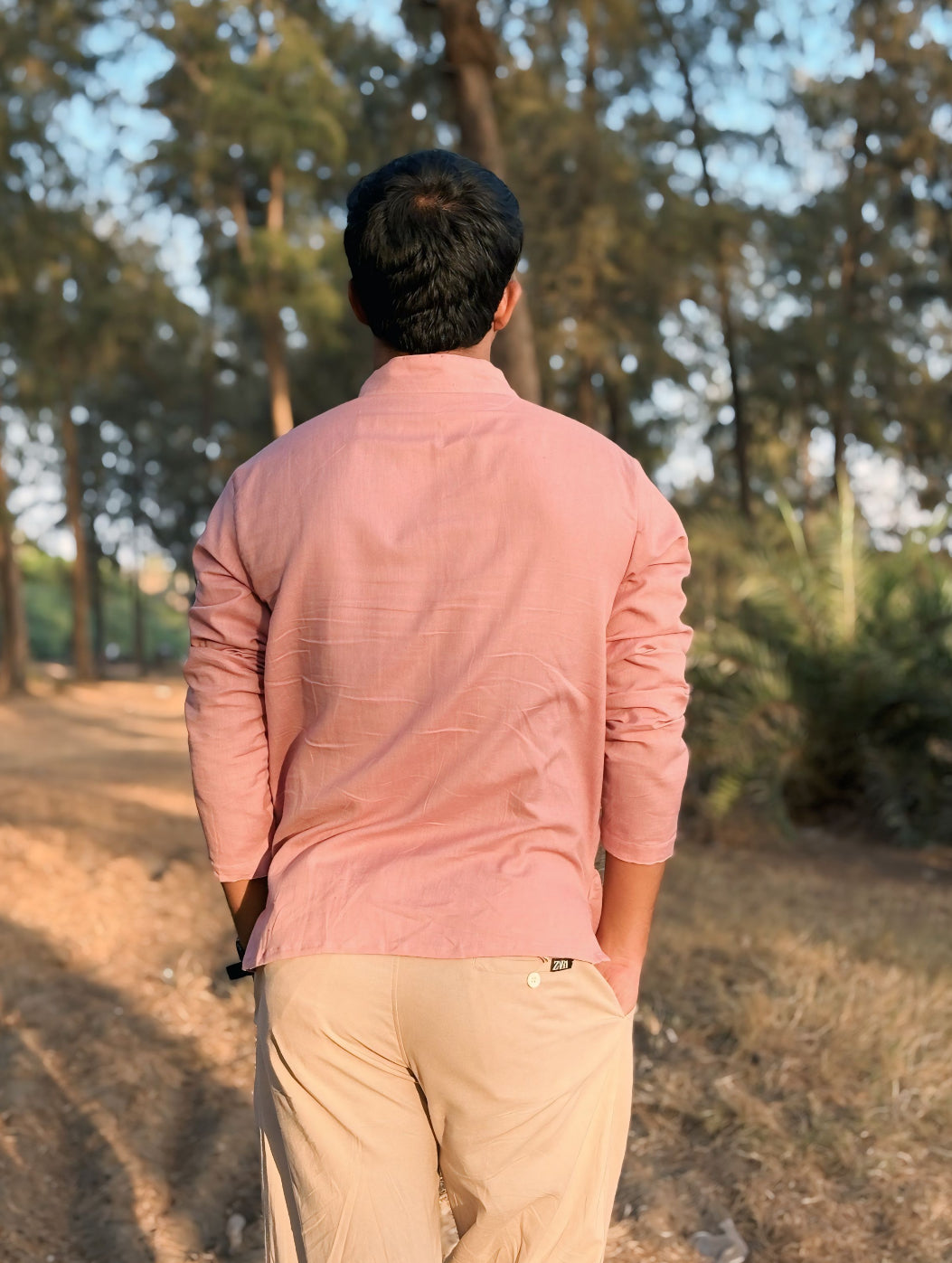 Onion Pink Cotton Flex Half Kurta