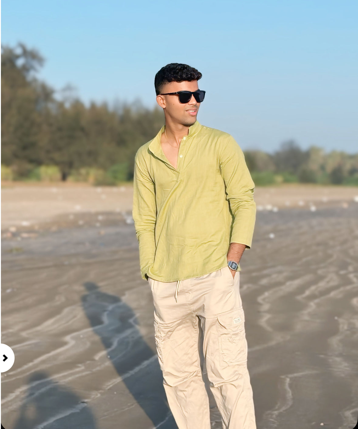 Pistachio Green Cotton Flex Half Kurta.