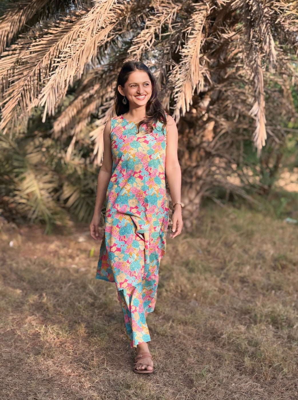 Multicolour Sleeveless Coord Set