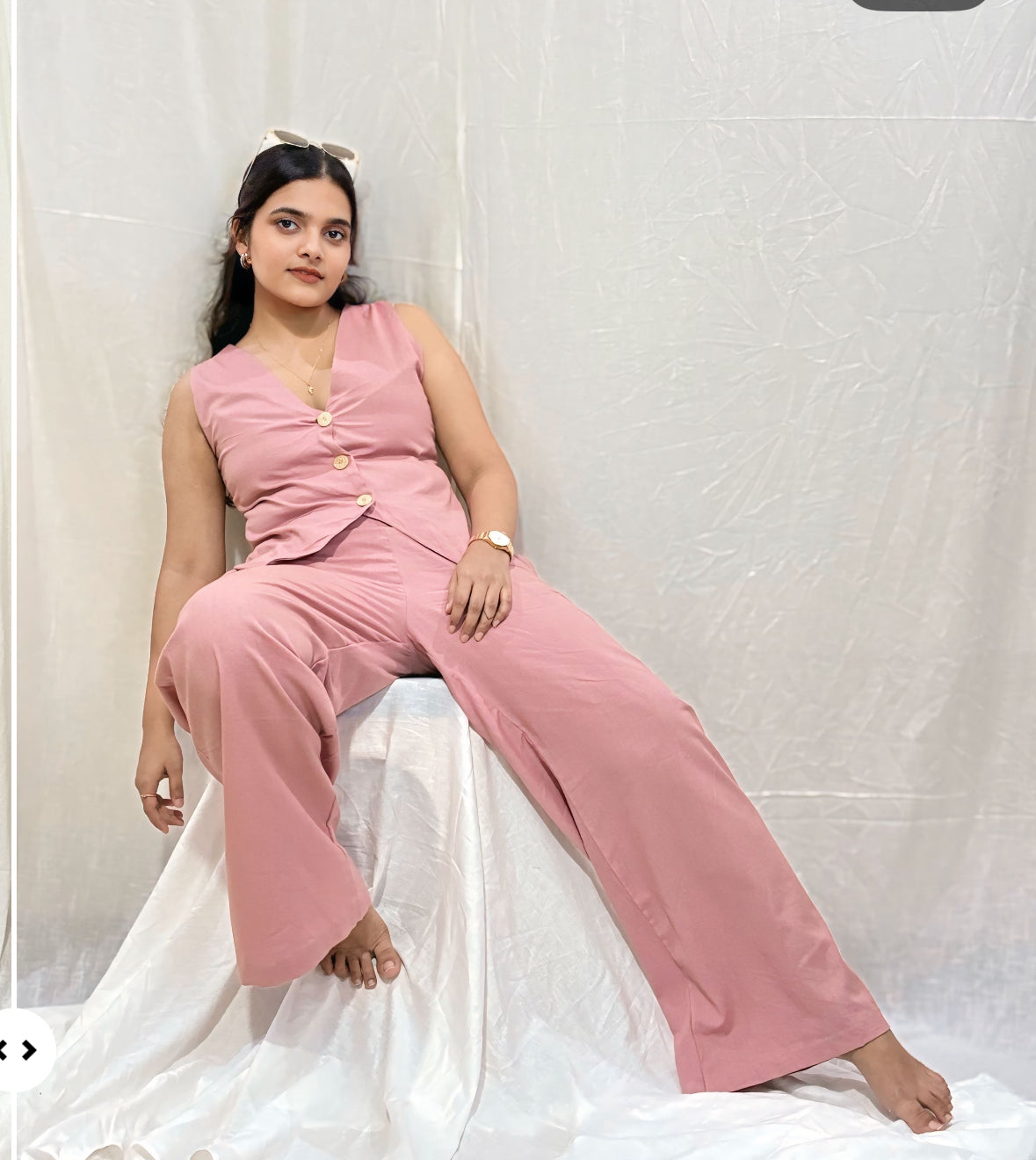 Onion Pink Cotton Flex Waistcoat Co-ord Set