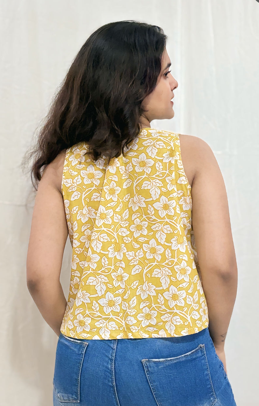 Yellow Floral Printed Top