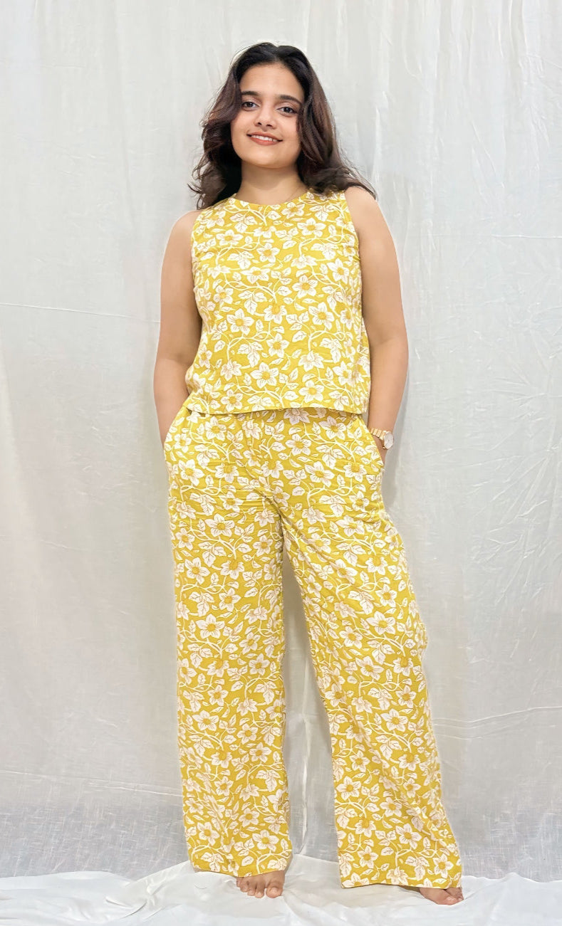 Yellow Floral Cotton Co-ord Set