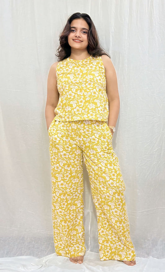 Yellow Floral Cotton Co-ord Set