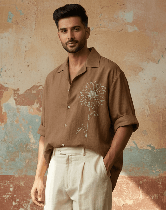 BEIGE BROWN SHIRT