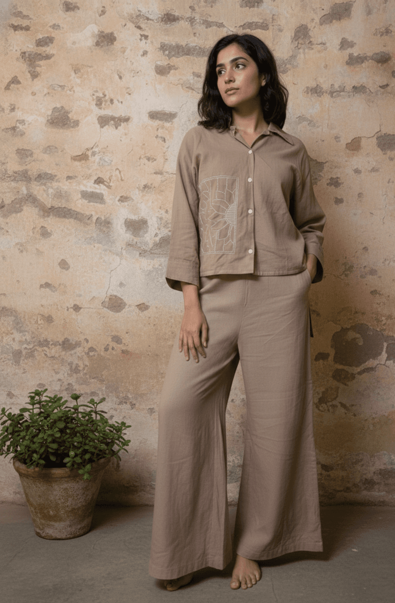 BEIGE BROWN CO-ORD SET