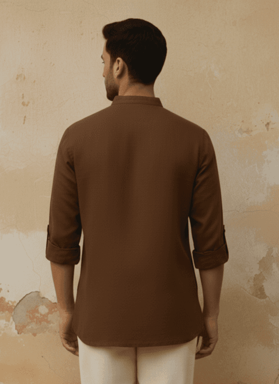 DARK BROWN HALF KURTA