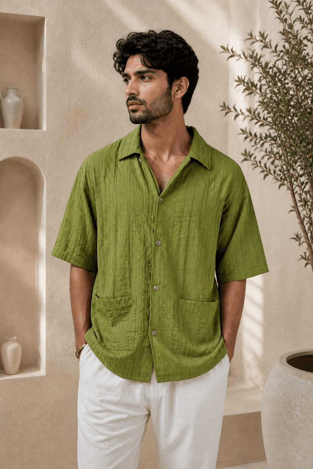 Green oversized shirt