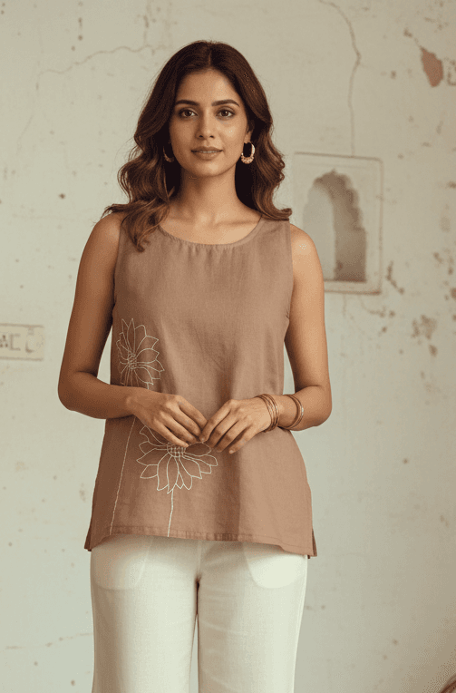 BEIGE BROWN TOP