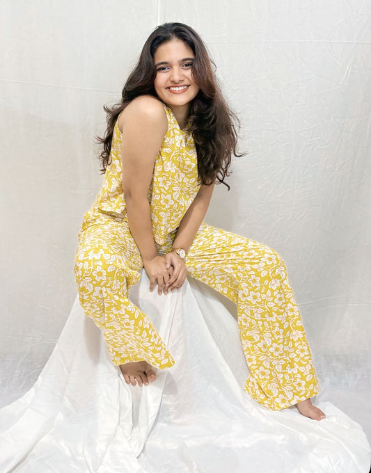 Yellow Floral Cotton Co-ord Set